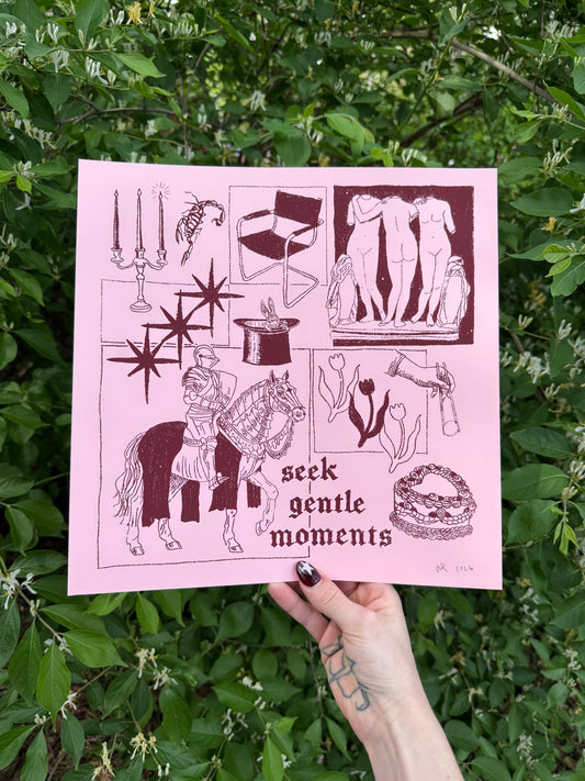 seek gentle moments screenprint