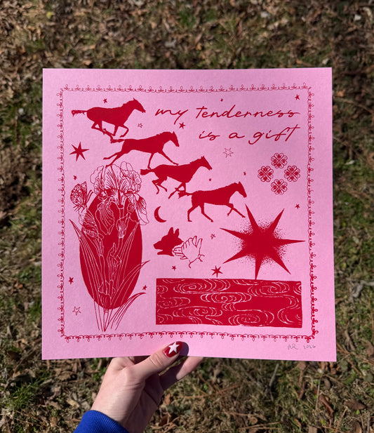 my tenderness is a gift screenprint