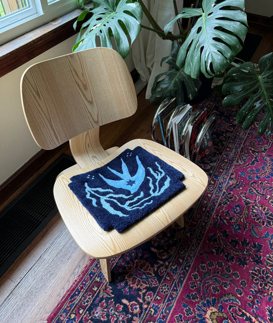 blue bird rug