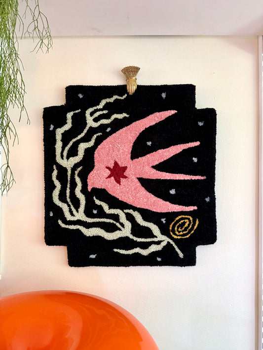 pink bird rug