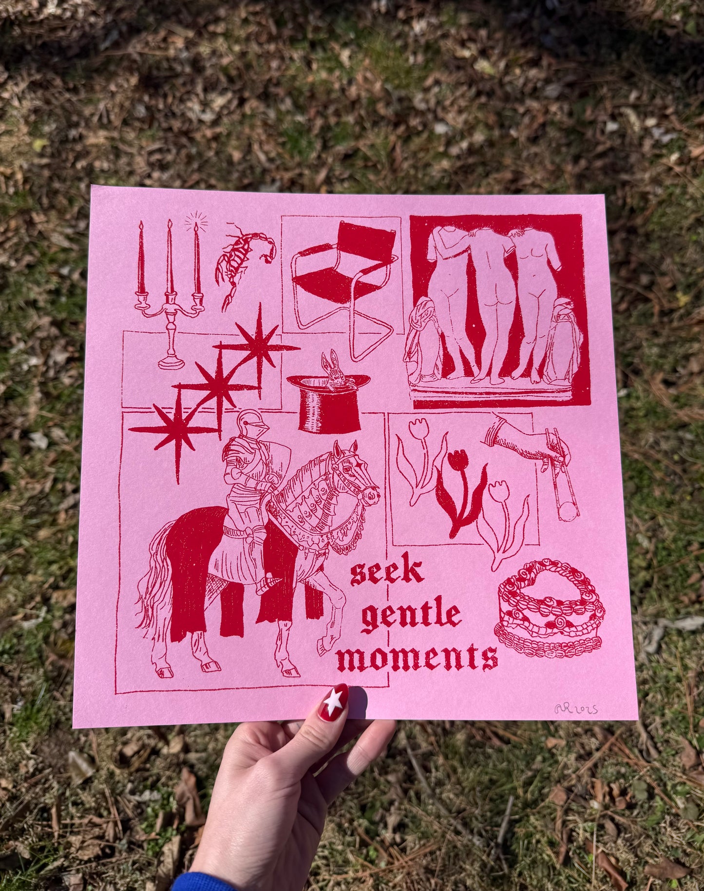 seek gentle moments screenprint