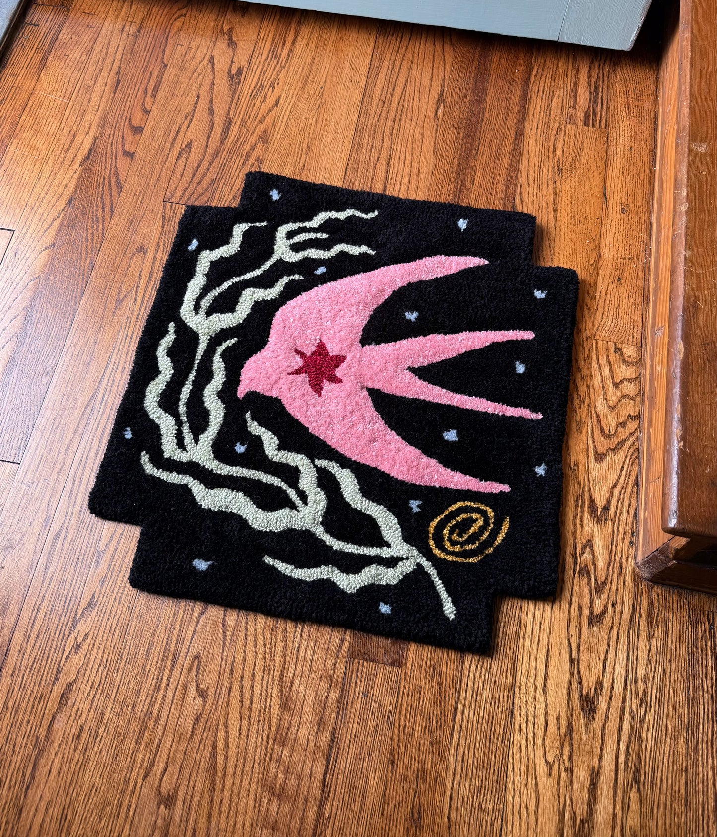 pink bird rug